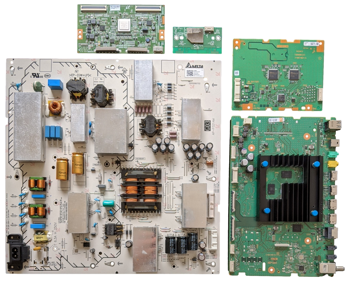 XBR-75X900H Sony TV Repair Parts Kit, A-5014-266-A Main Board, 1-006-133-21 Power Supply, 1-007-577-11 T-Con, A-5012-966-A LD Board, 1-005-419-11 Wifi, XBR-75X900H