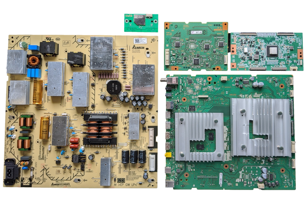 XR-75X90K Sony TV Repair Parts Kit, A-5042-769-A Main Board, 1-013-621-41 Power Supply, 1-013-502-11 T-Con, A-5042-595-A LED Driver, 1-005-419-13 Wifi, XR-75X90K, XR-75X90CK