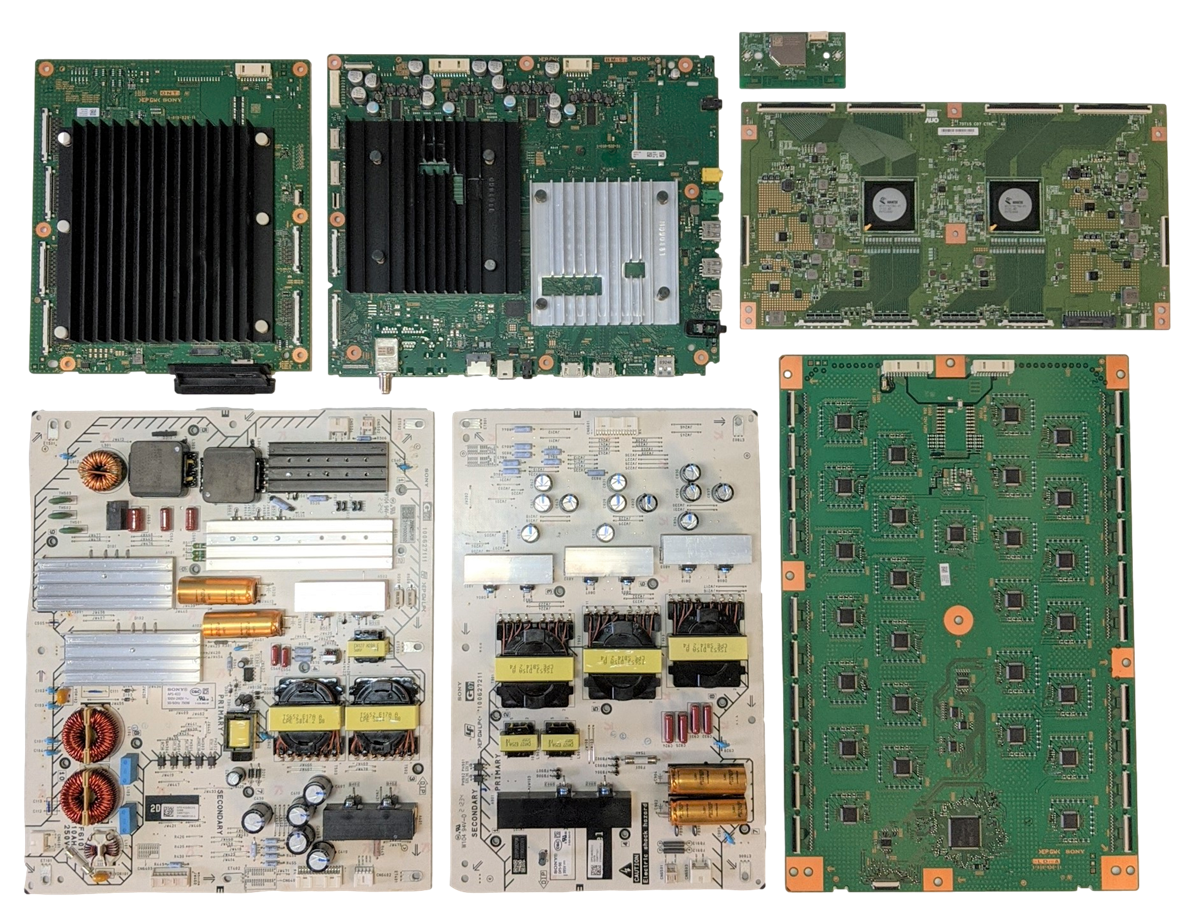 XR-75Z9J Sony TV Repair Parts Kit, A-5026-241-A Main Board, 1-006-772-21 Power Supply, 1-006-773-21Power Supply, A-5026-717-A ONT2, 1-011-544-11 T-Con, A-5027-231-A LED Driver, 1-005-419-12 Wifi, XR-75Z9J